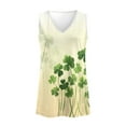 thumbnail image 4 of FUIALDOLG St Patrick Day Green Leaf Tank Tops for Women St Patricks Day T-shirt Casual Sleeveless Shirts V Neck Pleated Tunic Tops Ladies Basic Tees Blouse Wedding Party Outfits S, 4 of 7