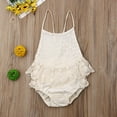 thumbnail image 3 of Baby Girls Summer Romper Floral Lace Sling Strappy Hollow Back Romper, 3 of 10