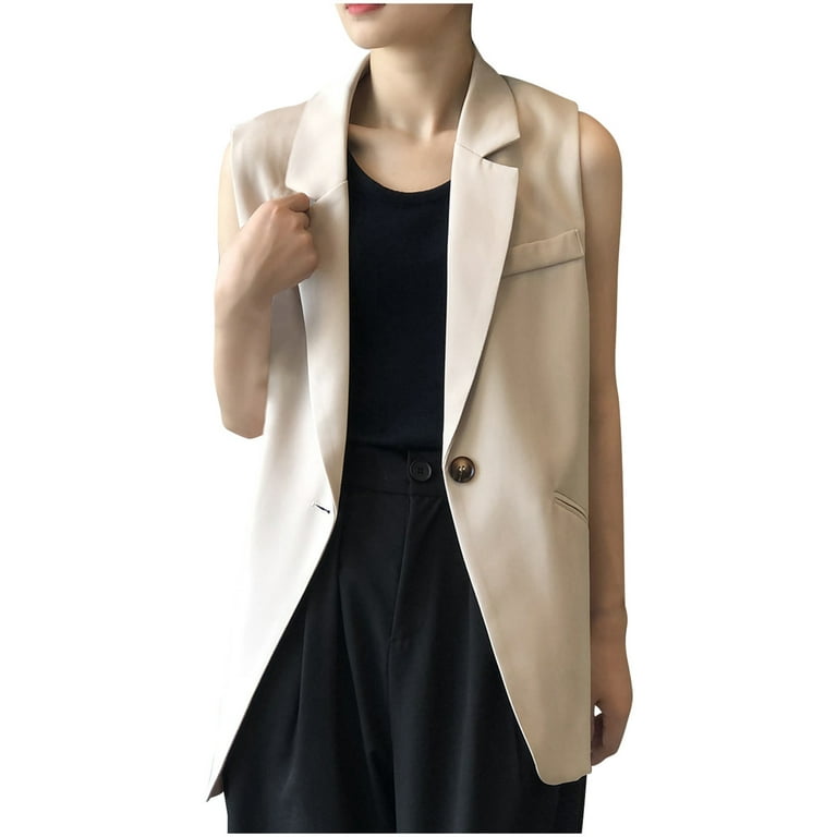 YWDJ Long Blazer Jackets for Women Petite Suit Vest Coat Button