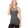 thumbnail image 5 of PacificPlex Womens Seamless Criss-Cross Cami Tank Top, 2X/3X, Charcoal, 5 of 7