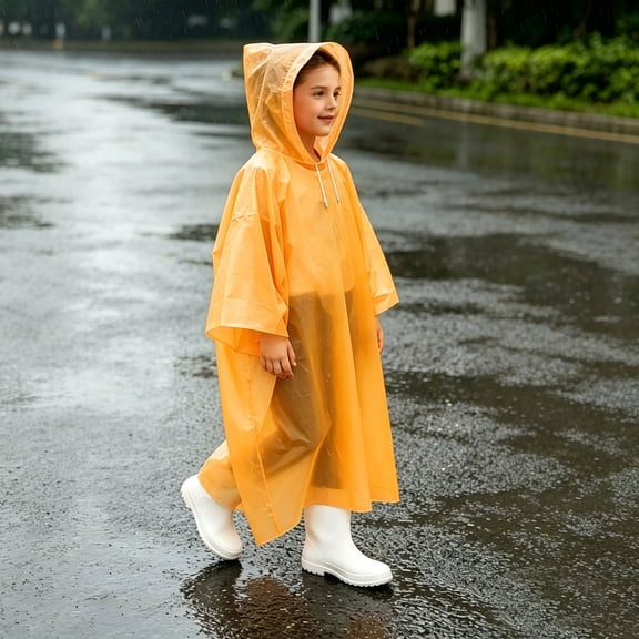 Kids Rain Poncho for Girls Boys Waterproof Hooded Raincoat Reusable Lightweight Rainwear Pullover Outdoor Emergency Rain Gear for Camping Hiking Travel Windproof