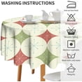 thumbnail image 2 of Red Green Stars Tablecloth, Mid Century Abstract Geometric 1950s Christmas Stars Diamonds Table Cloth Cover for Dining Room Kitchen Decoration Round(60x60in), 2 of 6