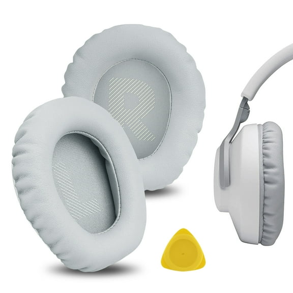 Geekria QuickFit Replacement Ear Pads for JBL Quantum 100 Headphones Ear Cushions,  Repair Parts (Light Grey)