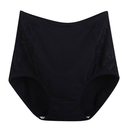 MuZeFu Underwear for Women Plus Size High Waisted Women s Solid Lace Plus Size Underwear High Waist Leak Proof Cotton Crotch Shorts Underwear Panties