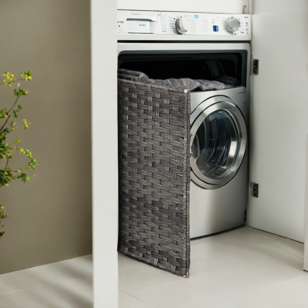 130L Double Laundry Hamper with Lid Clothes Hamper with 2 Removable Liner Bags and 6 Mesh Bags Laundry Storage for Laundry Room Gray