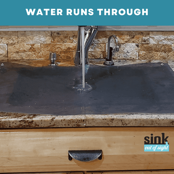 Sink Out of Sight Adjustable Flow Through Sink Cover 20 x 40 Black