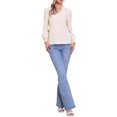 thumbnail image 2 of Blusa Vintage de Cuello en V Allegra K para Mujeres, Blusas Casuales de Manga Larga con Volantes XS Albaricoque, 2 of 6