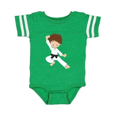 

Inktastic Cute Boy Brown Hair Black Belt Karate Pose Gift Baby Boy Bodysuit