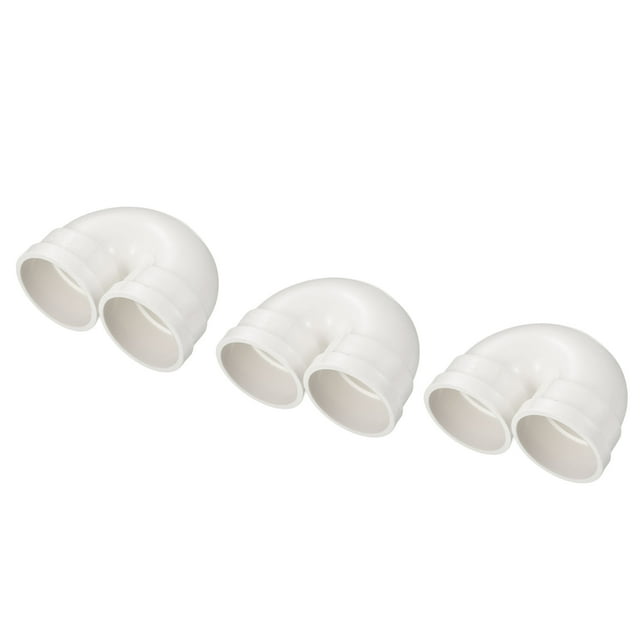 Unique Bargains 50mm ID U Shaped PVC Water Pipe Elbow Fitting Connector Adapter White 3 Pack