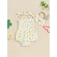 thumbnail image 3 of SANSIWU Infant Baby Girl 2pcs Summer Outfits Sleeveless Tie Strap Floral Romper Headband Set, 3 of 6