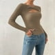 thumbnail image 2 of Jerséis de punto acanalado con aberturas y manga larga para mujer: corte ajustado, detalle de abertura en el pecho, poliéster, para fiestas o para el día a día, tallas S-XL, 2 of 7