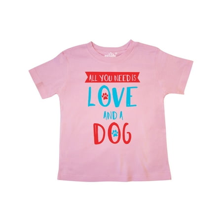 

Inktastic All You Need Is Love And A Dog Paws - Red Blue Gift Toddler Boy or Toddler Girl T-Shirt
