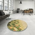thumbnail image 3 of Ahgly Company Indoor Round Patterned Chrome Gold Yellow Area Rugs, 6' Round, 3 of 6