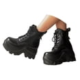 thumbnail image 1 of Dakaela Bottes à Plateforme à la Cheville pour Femmes, Talon Haut Épais, à Enfiler, Bottillons, Style Combat, Moto, à Talon Compensé, 1 of 8
