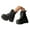 Dark Blue, variant on Women's High Heel Combat Boots Round Toe Lace up Zipper Wedge Platform Fashion Ankle Booties