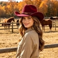 thumbnail image 2 of LILIYA Western Cowboy Hat for Women and Men, Classic Unisex Wide Brim Shapeable Headwear with Decorative Belt Buckle, Lightweight Sun Protection Hat, 2 of 5
