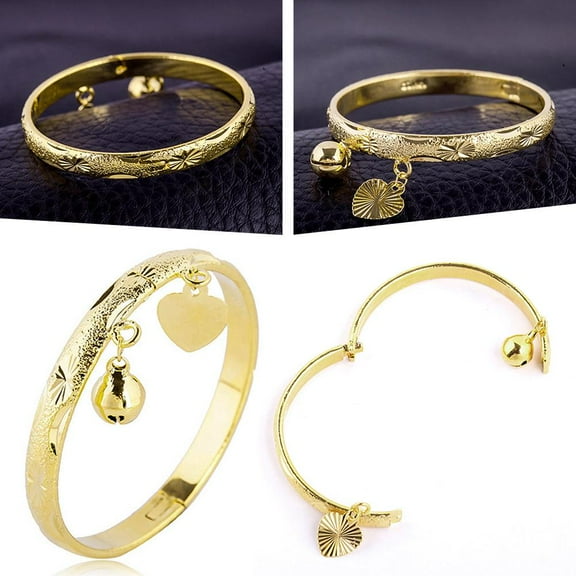 FurNest New Gold Plated Bell Heart Bracelet Children Boys Girls Baby Kids Jewe