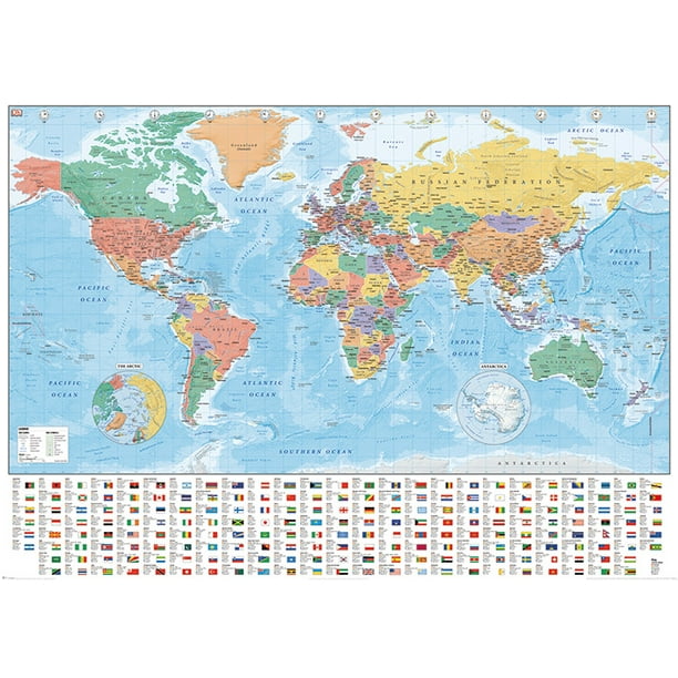 political map of the world giant xxl poster print with country