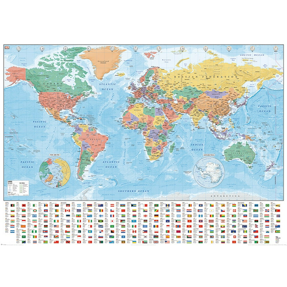 political map of the world giant xxl poster print with country