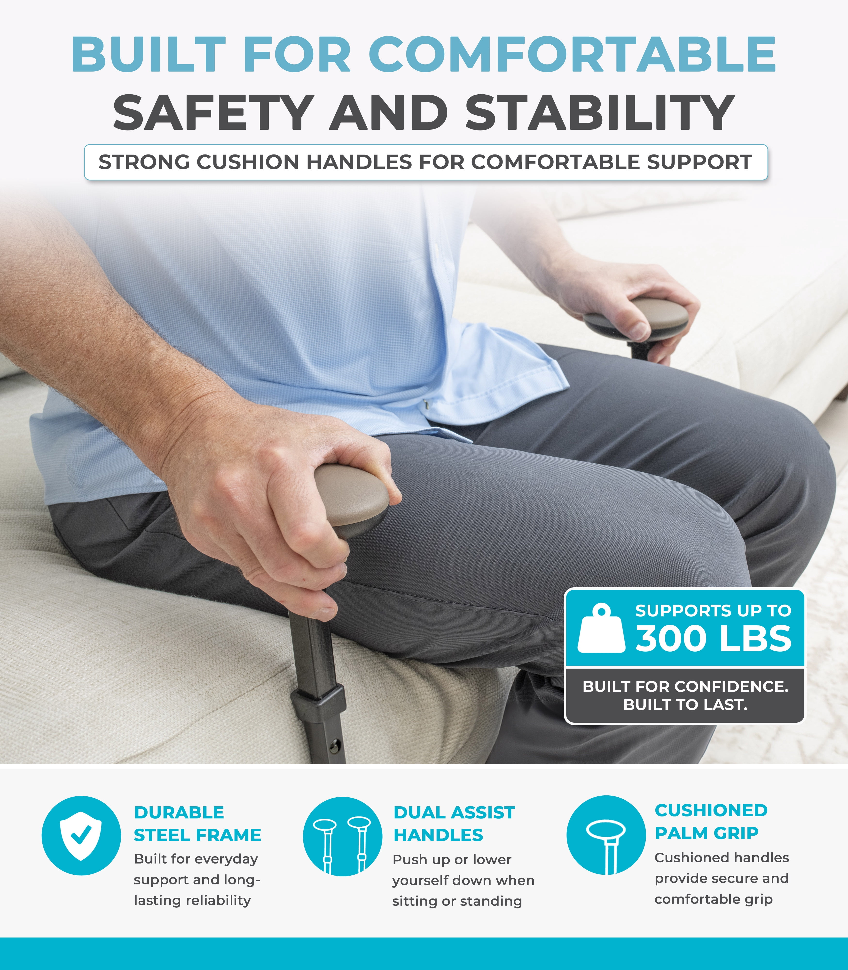 Stander EZ Stand-N-Go, Chair Lift-Assist for Elderly, Grab Bar Standing Aid for Seniors, Daily Living Mobility Aid, Black