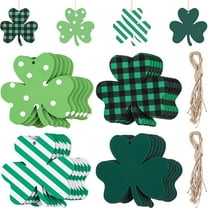 Dearhouse 24 Pieces Shamrock Wooden Ornaments Clover Hanging Ornament St. Patrick's Day Hanging Wood Embellishments with Ropes for St. Patrick's Party Decorations Crafts