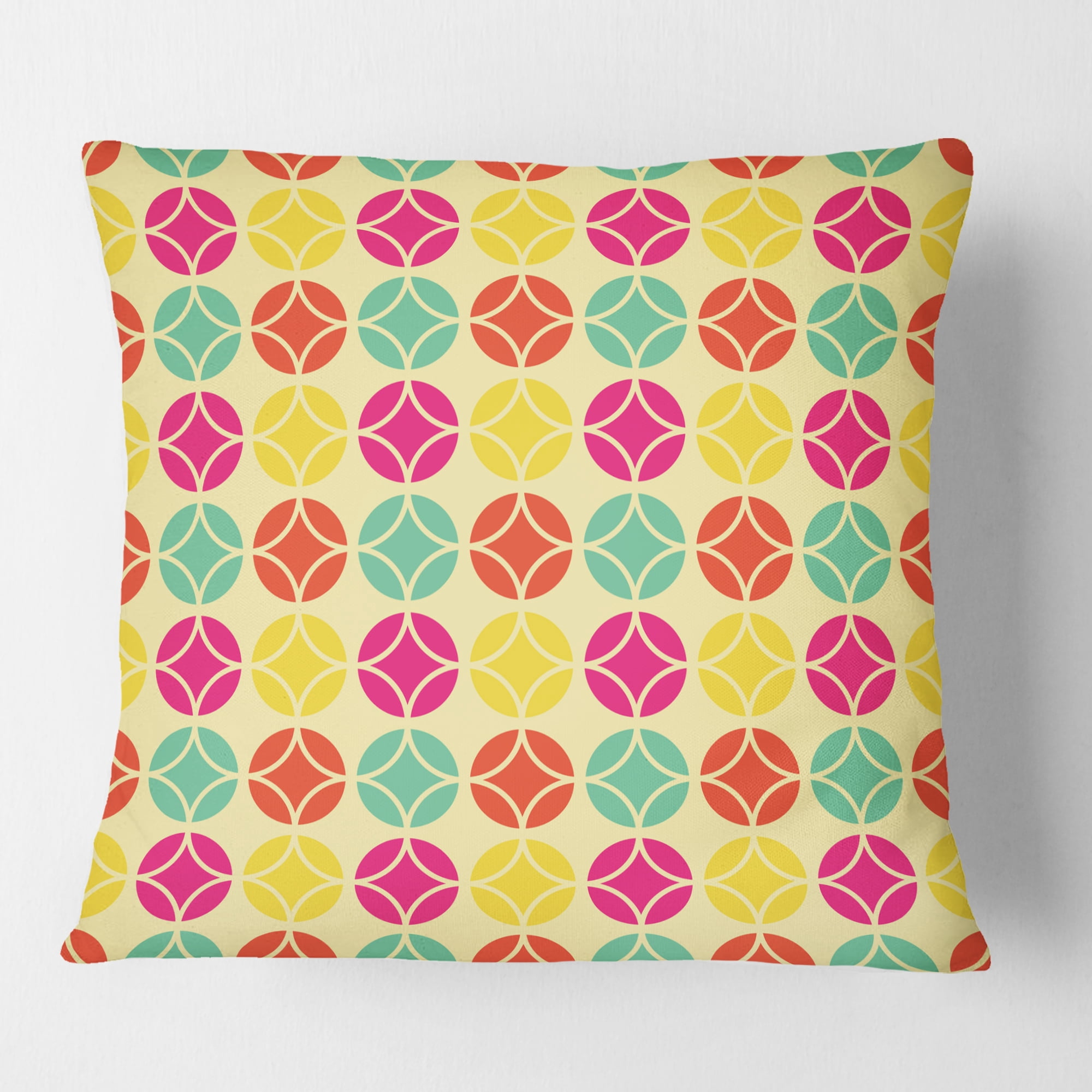 Designart Retro Circular Pattern VII' Mid-Century Modern Throw Pillow - 16x16