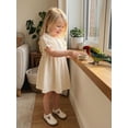 thumbnail image 5 of BemeyourBBs Kids Toddler Baby Girl Summer Cotton Linen Dress Clothes Puff Short Sleeve Ruffle Crew Neck Solid A-line Dress, 5 of 9