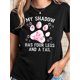 thumbnail image 1 of Floral Paw & Slogan Print Comfy T-Shirt, Round Neck Short Sleeve Sports Tee, Women's Activewear, 1 of 6