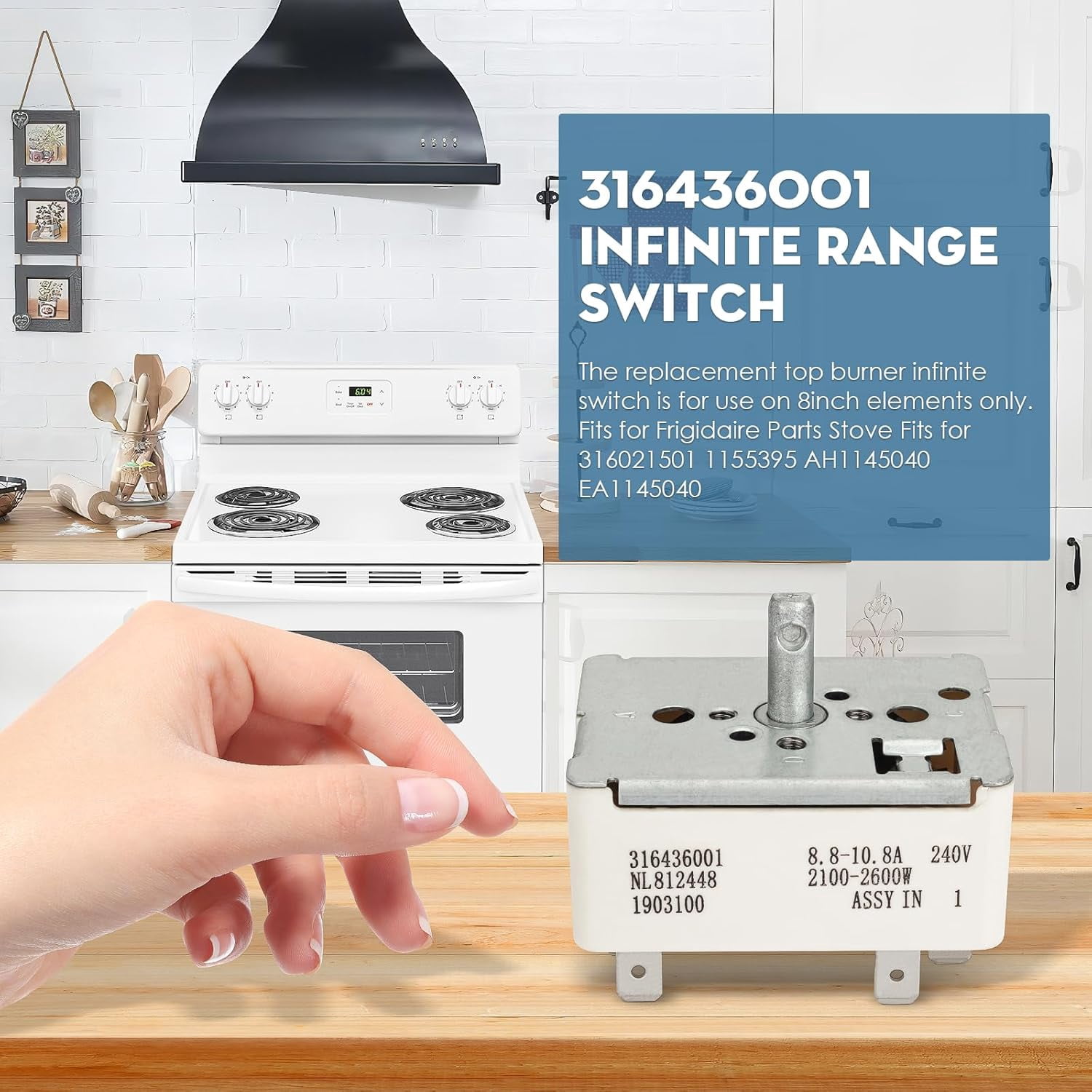Aniceparthy 316436001 Surface Burner Control Switch Fits for Frigidaire Kenmore Tappen Replace 316021501 AP3885460 PS1145040 EA1145040 AH1145040 EAP1145040