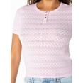 thumbnail image 5 of Celebrity Pink Women's Short Sleeve Pointelle Henley Top, Sizes XS-XXXL, 5 of 5