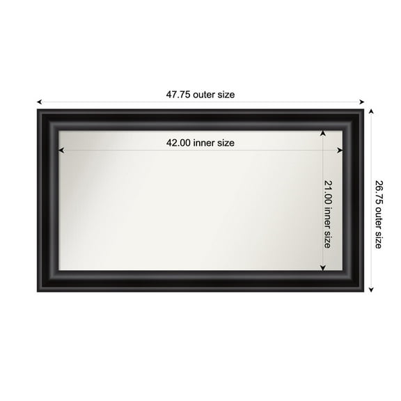Amanti Art Custom Framed Wall and Bathroom Mirror (26.75 x 47.75 in.), Grand Black Frame
