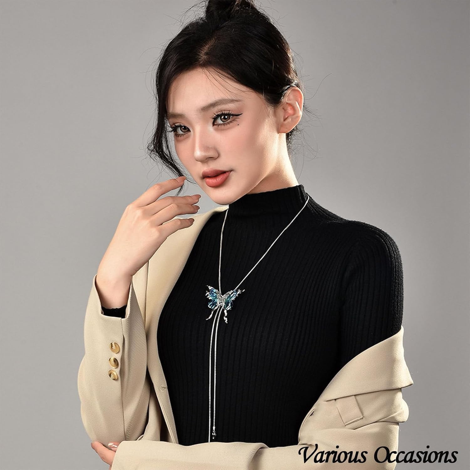 Exquisite Gothic Butterfly Necklace – 6 Interchangeable Charms, Handcrafted Butterfly Necklace, Adjustable Chain, Unique Vintage Jewelry Gift