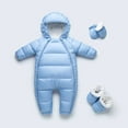 thumbnail image 2 of XuJwPNcy Baby Girls Boys Snowsuit Infant Newborn Winter Clothes Thermal Jumpsuit Romper Hooded Fleece Coat Outwear, 2 of 7