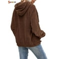 thumbnail image 3 of Spencer Women's Warm Fuzzy Fleece Sweatshirt Casual Loose Sherpa Pullover Hoodies with Pockets Oversized Outwear (2XL, Coffee), 3 of 5