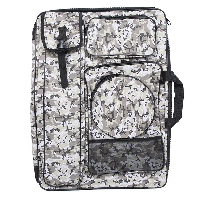 Bolsa para bloc de bocetos, camuflaje, cremallera grande, tablero de dibujo, herramienta de arte, bolsa de transporte, camuflaje gris