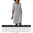 thumbnail image 2 of Vestido Vestido casual de mujer Vestido elegante de lino de algodón con manga 3/4 Vacaciones simples Ygjytge Gris T M para Mujer, 2 of 8