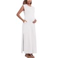 thumbnail image 1 of Vestido de mernidad sin mangas, casual, holgado, sin arrugas, con bolsillos, largo, 1 of 5