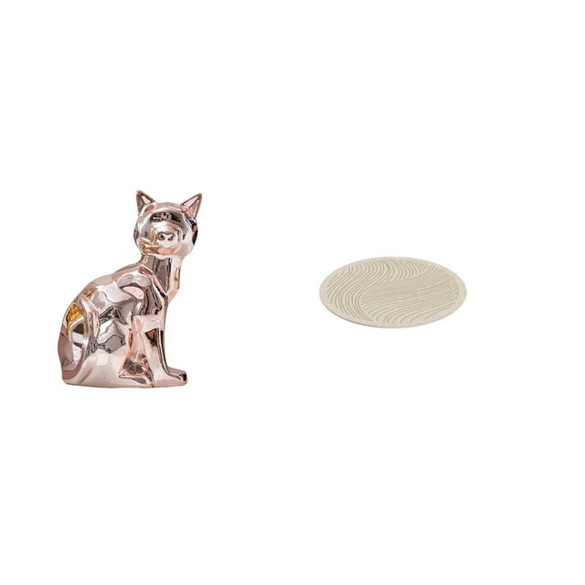 Figura de escritorio,Estatua de gato en estante,escritorio,oficina,decoración del hogar,Alfombra de área,Alfombra decorativa redonda de 60 cm para interiores,ideal para la entrada.,Alfombra