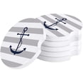 thumbnail image 1 of FMSHPON Nautical Theme Anchor Geometric Gray Stripes Set of 2 Car Coaster for Drinks, Absorbent Ceramic Stone Coasters Cup Mat with Cork Base for Home Kitchen Room Coffee Table Bar Decor, 1 of 5