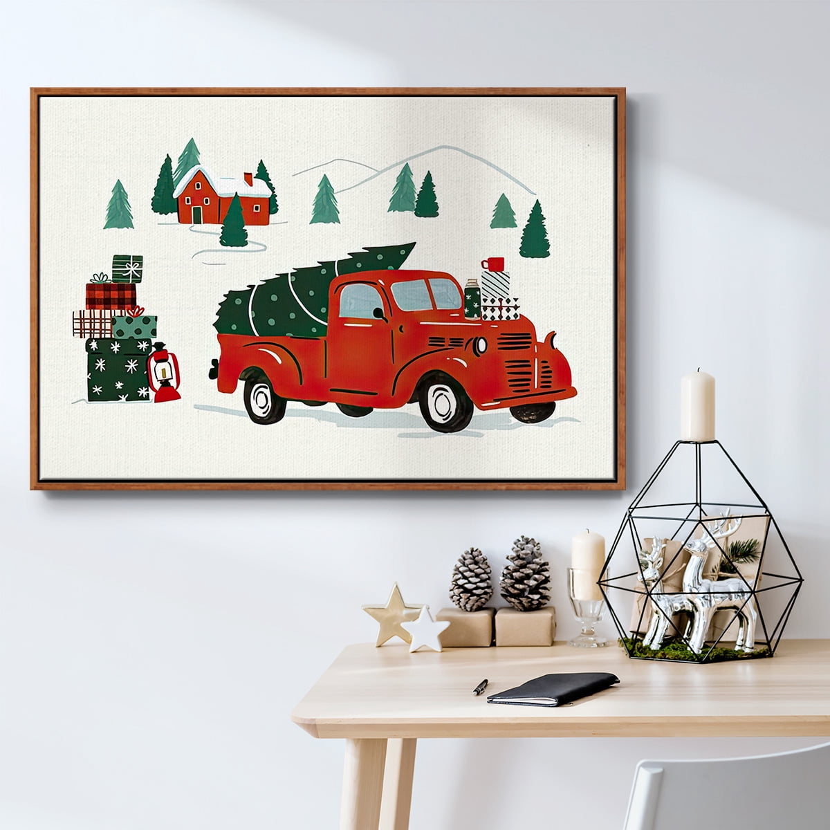 Going to Grandmas Collection A - Framed Gallery Wrapped Holiday Canvas - 27 x 41 - Rosewood Frame