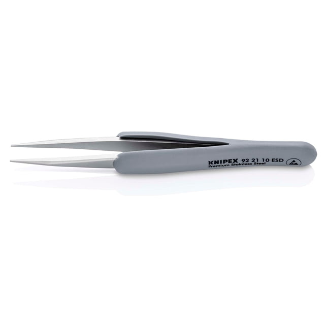 KNIPEX 92 21 10 ESD Pinzas de precisión con mangos de goma ESD de 123 mm