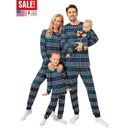 

ZIYIXIN Matching Family Christmas Pajamas Sets Santa Claus Xmas Tree Deer Reindeer Letter Print PJs for Dad Mom Boys Girls Baby