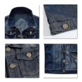 thumbnail image 3 of Mens Classic Denim Vest Ripped Golden Button Sleeveless Vest, 3 of 4