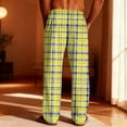 thumbnail image 5 of Txeol Plaid Drawstring Pants Men Comfy Elastic Waist Lounge Bottoms with Pockets Casual Straight Leg Pants,Yellow,M, 5 of 10