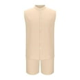 thumbnail image 4 of ECZHAW Mens Linen Sets 2 Piece Outfits Sleeveless Button Down Shirt and Shorts Set Summer Beach Vacation Outfit with Pockets, 4 of 6