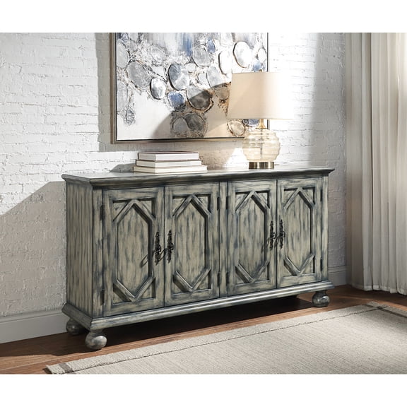 Console Cabinet - Classic Charm And Construction Rustic Gray With Detailed Front Add Character To Your Interior Design