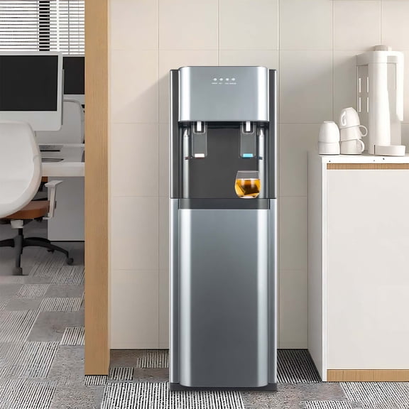 Bottom Loading Water Cooler Water Dispenser with Heating and Cooling Functions for 5 Gallon Bottles Stainless Steel, Easy to Use for Home & Office (Dark Gray)