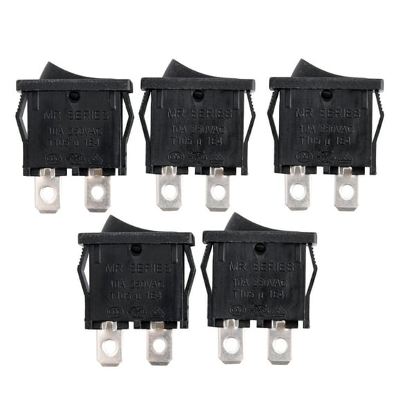 5Pcs AC 125V/12A 250V/10A SPST 2P 2 Position Mini Rocker Switch Black UL Listed