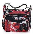 thumbnail image 4 of Women Floral Nylon Shoulder Crossbody Bag Multi Zipper Messenger Satchel Tote Purse, 4 of 21