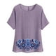 thumbnail image 1 of Camiseta de Mujer Camiseta de Manga Corta Impresión Casual Raglan Suelto de Lino Top Blusas, Cuello de la Tripulación, 1 of 5